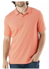 Member's Mark Men's Stretch Cotton Blend Classic Fit Pique Polo Shirt peach surf