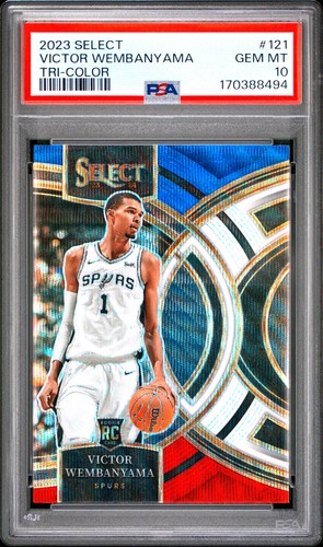 2023 PANINI SELECT TRI-COLOR #121 VICTOR WEMBANYAMA ROOKIE RC PSA 10