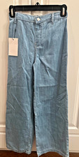 NWT Zara Girl's Light Wash Denim Wide Leg Jeans 11-12 Years Elastic Waist 148 cm