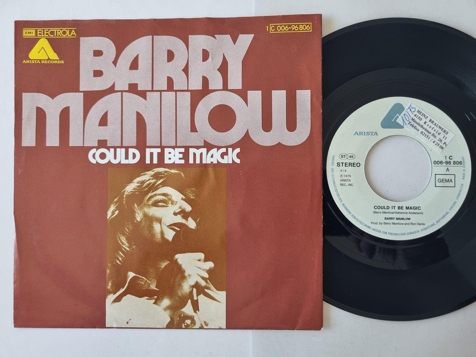 Barry Manilow - Could It Be Magic 7'' Vinyl Germany