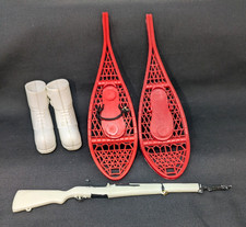 Vtg GI JOE  Fight for Survival  Pair Red Snowshoes, White Boots, Toy White Rifle