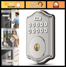Keyless Entry Door Lock with Code, Electronic Keypad Deadbolt, Smart Lock, Voice