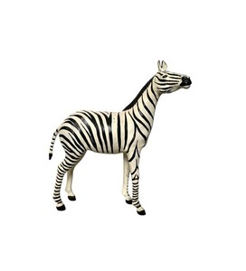 Zebra Sculpture Leather Wrapped XL Statue Vintage Safari Whimsical Decor