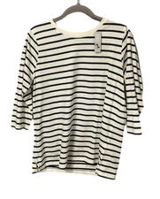 Lands End Womens Petite Top, Ivory/Black Stripe XSP, SP, MP, LP, NWT, SHIPS FREE