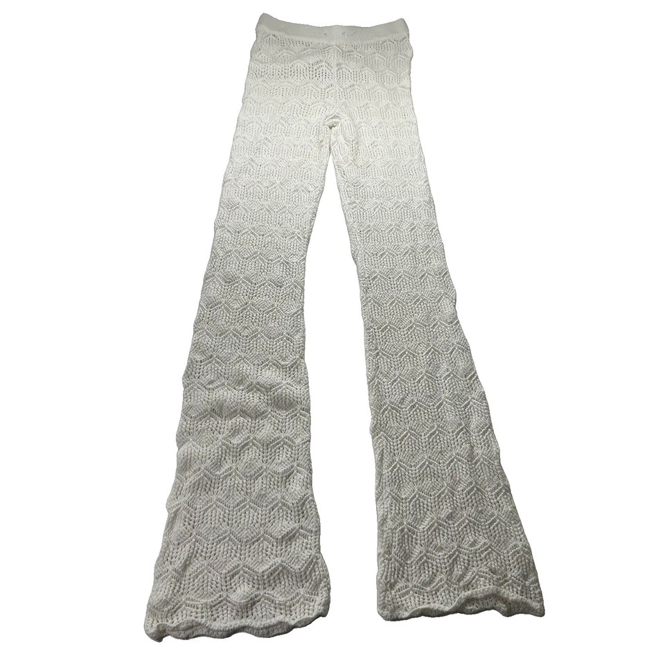Mooloola Womens White Crochet Bootcut Flare Pants 100% Cotton Size 6 39422221