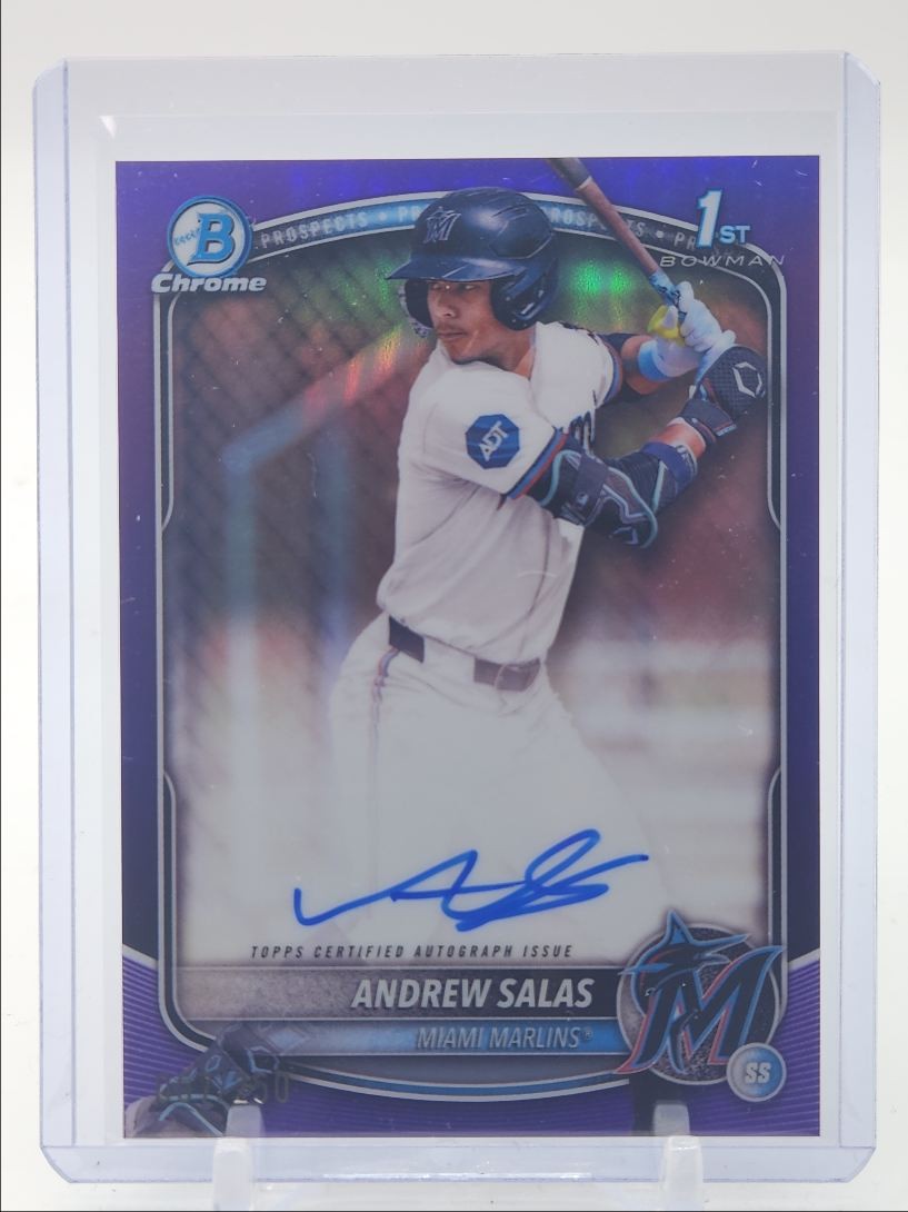 ANDREW SALAS 2025 BOWMAN CHROME 1ST PURPLE REFRACTOR AUTO /250 Q3718