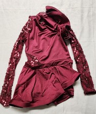 Weissman Bury A Friend Crimson Sequin Long Sleeve Dance Costume Girls Size LC