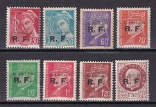 France 1944 collection of 8 LIBERATION stamps / HIGH VALUE! / 21 aout 1944