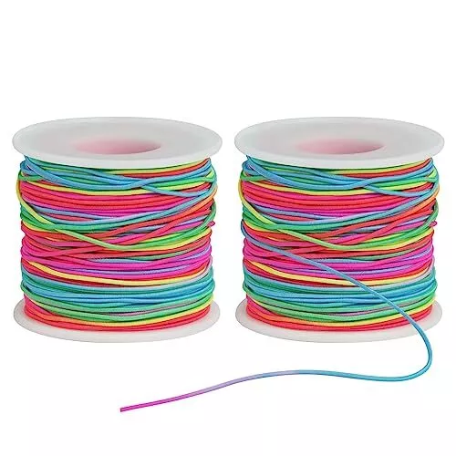 Bracelet String Elastic Cord - 2 Rolls 1MM Stretchy String for Bracelet  Makin