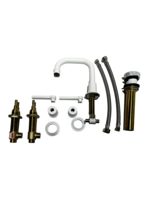 Phylrich 501-06-050 Hex Widespread Faucet with Lever Handles, Satin White, New