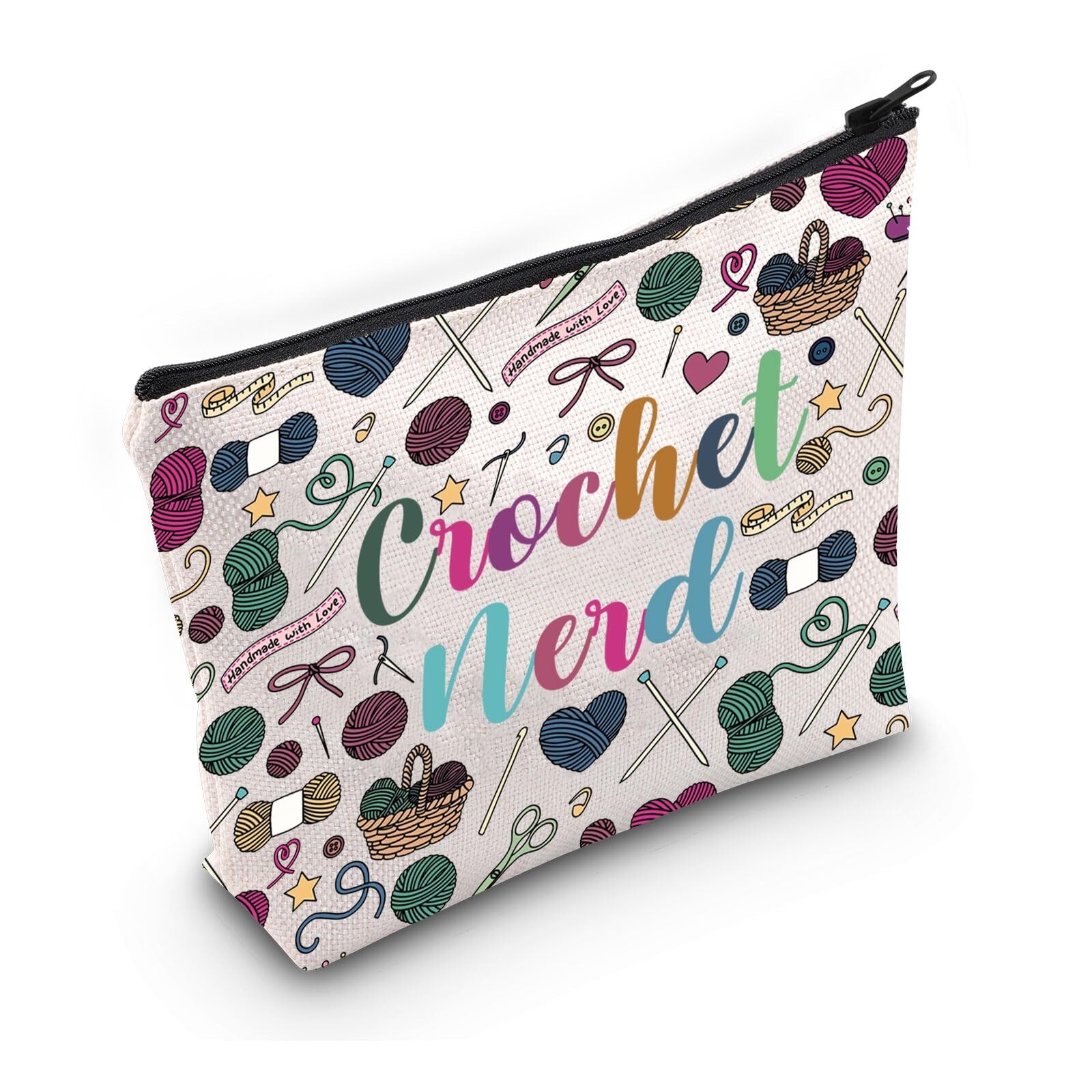 PWHAOO Crocheting Lover Gift Crochet Nerd Makeup Bag Quilting Crocheter Cosme...