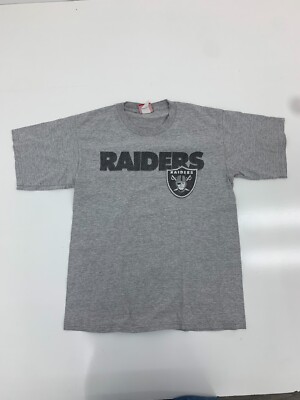 NFL Mens Gray Raiders Graphic Print Short Sleeve Shirt Size Medium