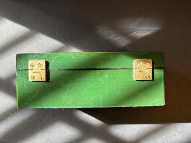 Зеленая лакированная шкатулка для безделушек/ювелирных изделий с инкрустацией из Филиппин - Изображение 4 из 4