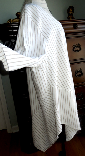 SOFT COMFY WHITE w/METALLIC STRIPES JONES & CO. LINEN LAGENLOOK TUNIC/DRESS 3X - Picture 3 of 5