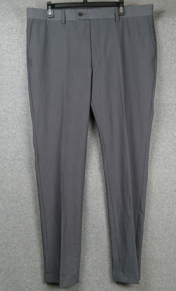 FILA Pantaloni abito da uomo The Savile Row Brixton gambe affusolate grigi elasticizzati taglia 44L 38 W