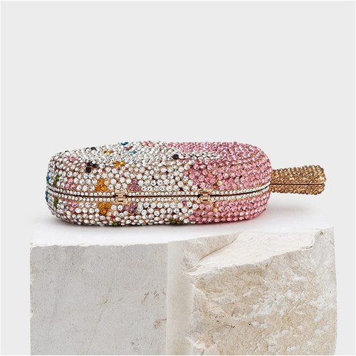 Pochette da sera donna a forma di gelato glitter piena di strass borsa ragazza somma... - Foto 7 di 7