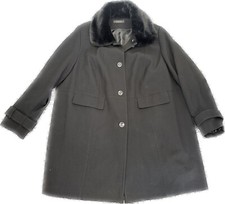 Evans Black Faux Fur Collar Button Up Coat Plus Size 26 28