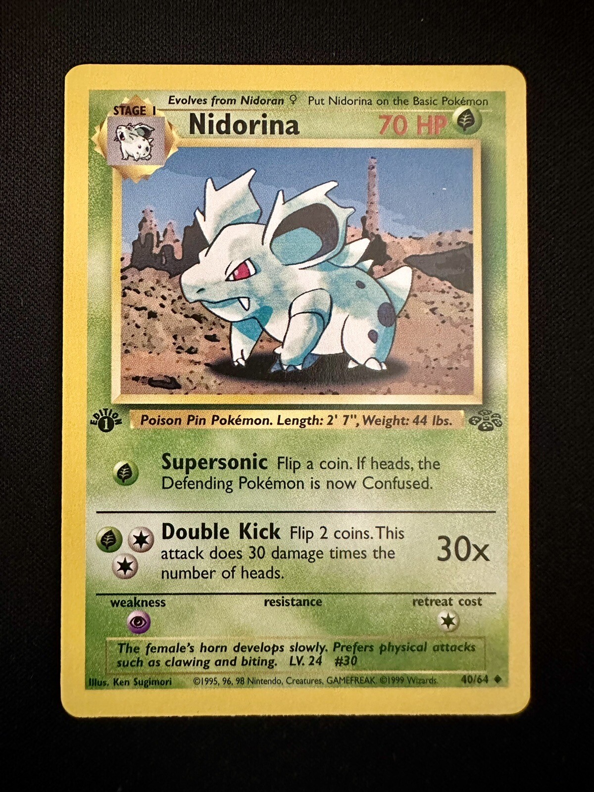 Nidorina - 40/64 - 1st Edition Uncommon - Jungle - Pokémon TCG - NM
