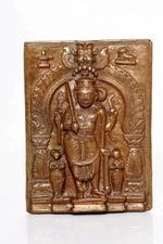 Ancient Rare Copper Lord Shiva Shivlinga Nandi Yali Engraved Statue Plaque