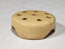 Vintage Weller Pottery Tan Beige 8 Hole Flower Frog - 3" wide