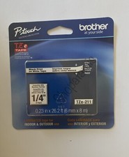 Brother P-Touch 1/4  BLACK ON WHITE Label Maker Tape 1/4   6mm X 26.2  