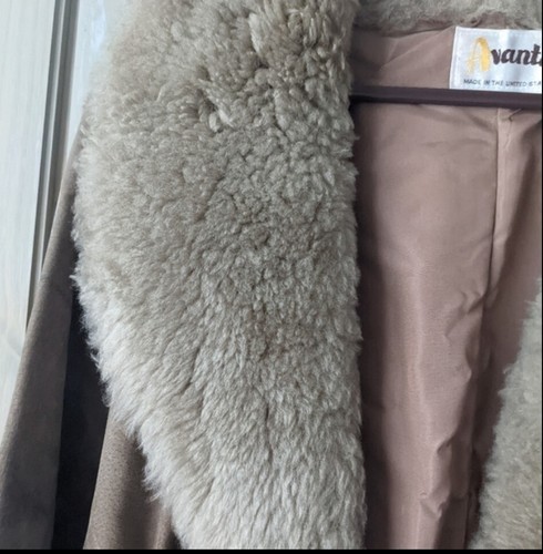 Vintage Avanti Suede Sheepskin Shearling 1960s Penny Lane Jacket Size 14 - Picture 2 of 5