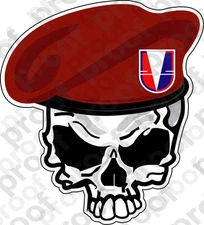 STICKER U S ARMY BERET UNIT 37TH ENGINEER BATTALION SKULL