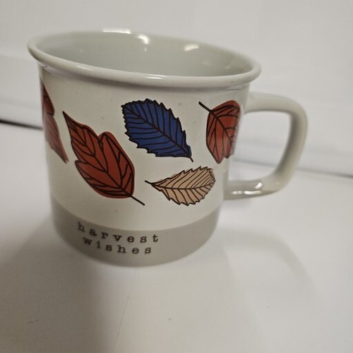 Boston Warehouse Ceramic 18oz Harbest Wishes Leaves Fall Autumn Coffee Cup Mug - Picture 2 of 9