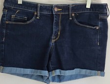 Mossimo Denim, Womens Mid Rise Jean Shorts, Size 12 31 Waist Dark Wash
