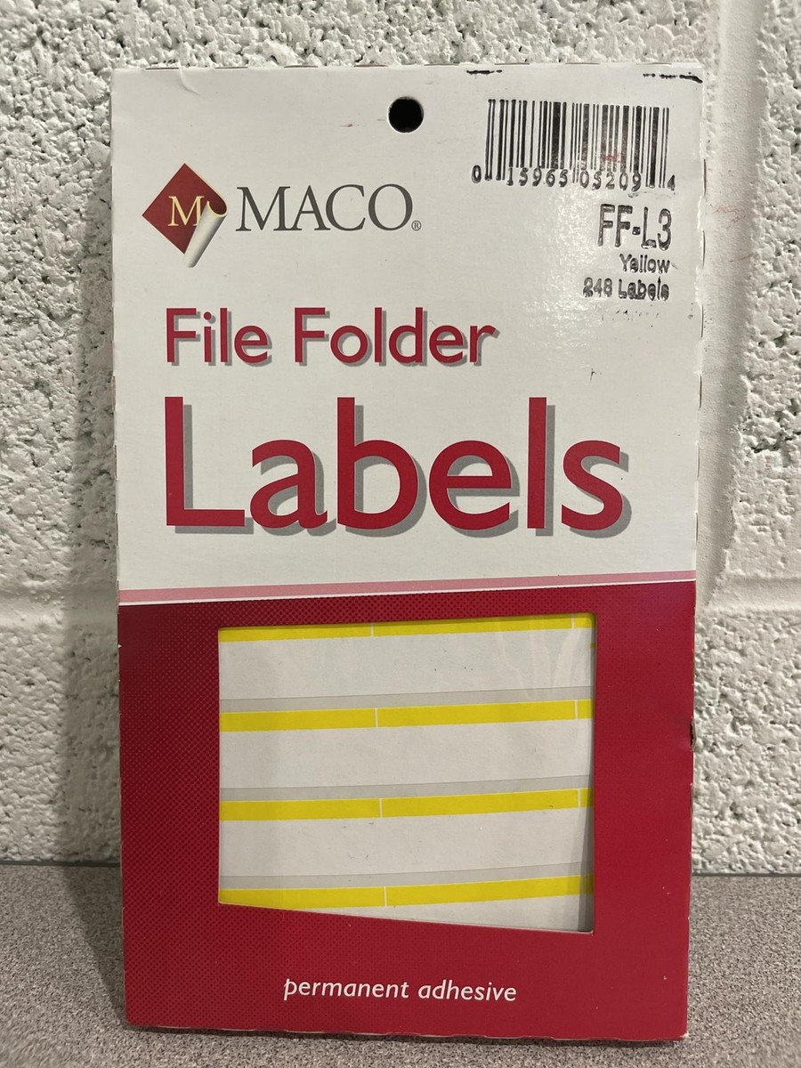 MACO File folder Labels Yellow-248 Labels FF-L3 | eBay