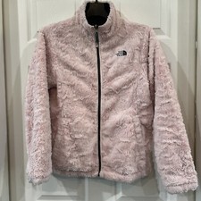 The North Face Jacket Girls XL 18 Reversible Blush Fleece Puffer Blue