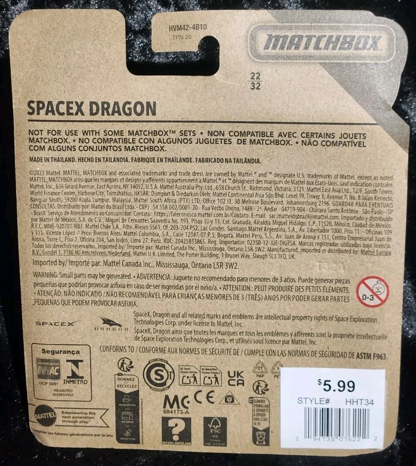 Matchbox Space X Dragon With Playmat Skybusters 2023 22/32 - Image 2 of 2