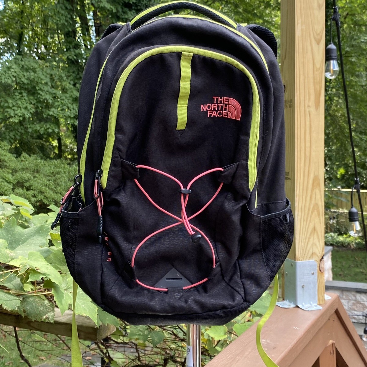 NORTH FACE JESTER Black Pink Neon Green Backpack | eBay