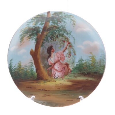 VICTORIA SCHMIDT Antique Austrian Porcelain ''Cherries'' Collectable Cabinet Plate