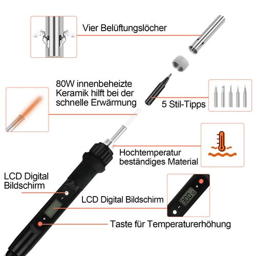 Lötkolben Set Lötset Lötstation Temperatur Einstellbar Soldering Iron Wire Kits - Bild 18 von 22