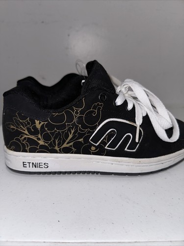 Zapatos de skate Etnies Callicut para mujer talla 9,5 negros dorados florales nuevos con etiquetas 10-08 nuevos con etiquetas - Imagen 7 de 8