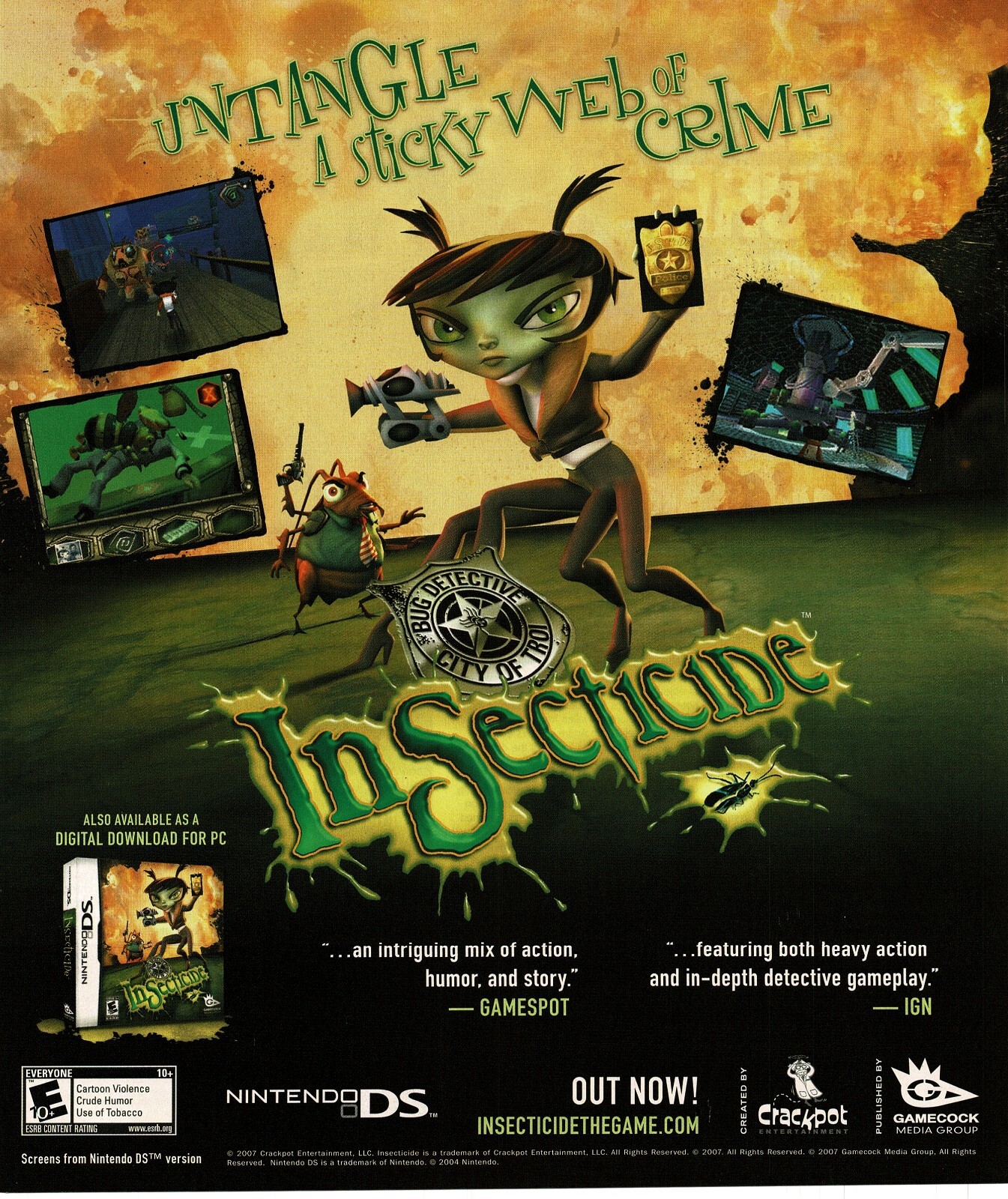 2008 Insecticide Video Game Vintage Print Ad Gamecock