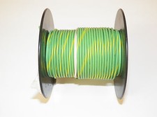 100 FOOT SPOOL 18 GAUGE GXL HI TEMP WIRE LT GREEN /YELLOW STRIPE AUTOMOTIVE FT