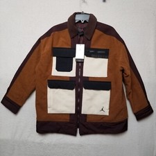 Nike Jordan Womens S $300 Cozy Girl Jacket Brown Burgundy White Dj2723-204 Nwt