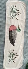 Chocolate Saltbox Stenciler Table Runner Dresser Scarf Goose Duck Decoy Cattails