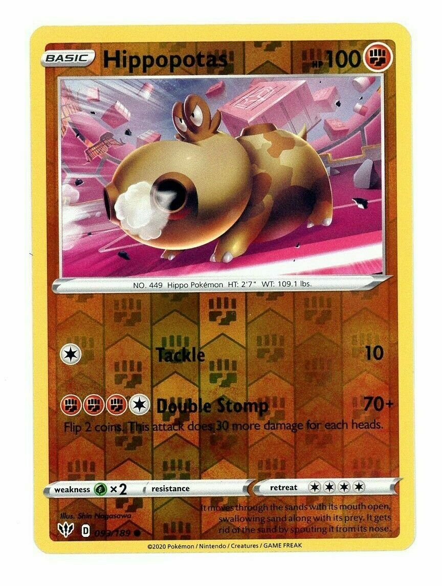 Pokemon - Hippopotas - 093/189 - Reverse Holo - Darkness Ablaze - NM/M