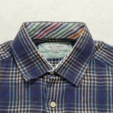 Alex Cannon Mens Size M Multicolor Blue Plaid Pattern Short Sleeve Button Shirt