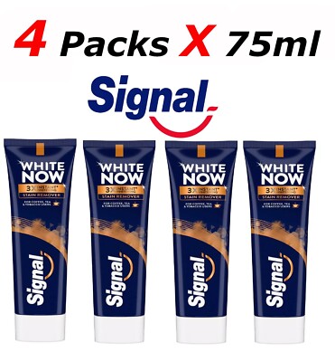 Signal White Now Zahnpasta, Fleckenentferner, 3-fache Sofortaufhellung (4 X 75ml
