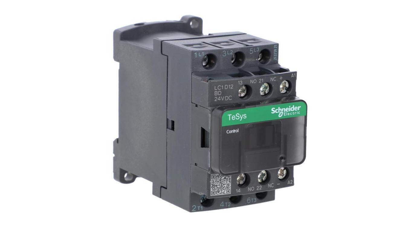 Power Contactor 12A 3P 24V DC 1NO 1R LC1D12BD /T2UK