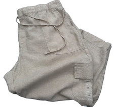 NWT GAP Easy Pant XXL 2XL Linen/Rayon Pull-On Cargo Ecru Drawstring Beige Tan