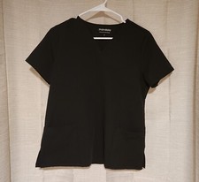 Women s Mandala Scrub Top Black V Neck 2 Front Pockets Size Small