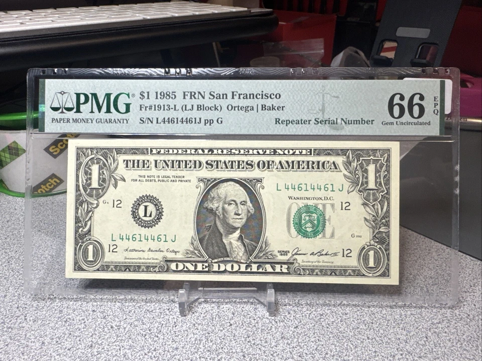 😎  1985 $1 Federal Reserve Note ( SAN FRANCISCO “L”). Repeater Serial Number - Image 3 of 4