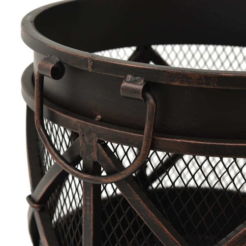 Rustic Fire Pit with Poker Φ16.5"21.3" Steell vidaXL - Picture 7 of 10