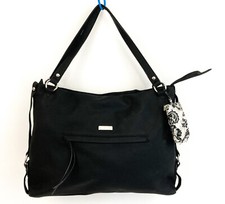 Max Studio Black Soft Faux Leather Purse Handbag Lots Of Zippered Compartments