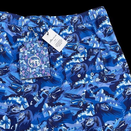 Peter Millar Seaside Classic Cars Novelty Swim Trunks Car Print Blue 2XL - Picture 7 of 9
